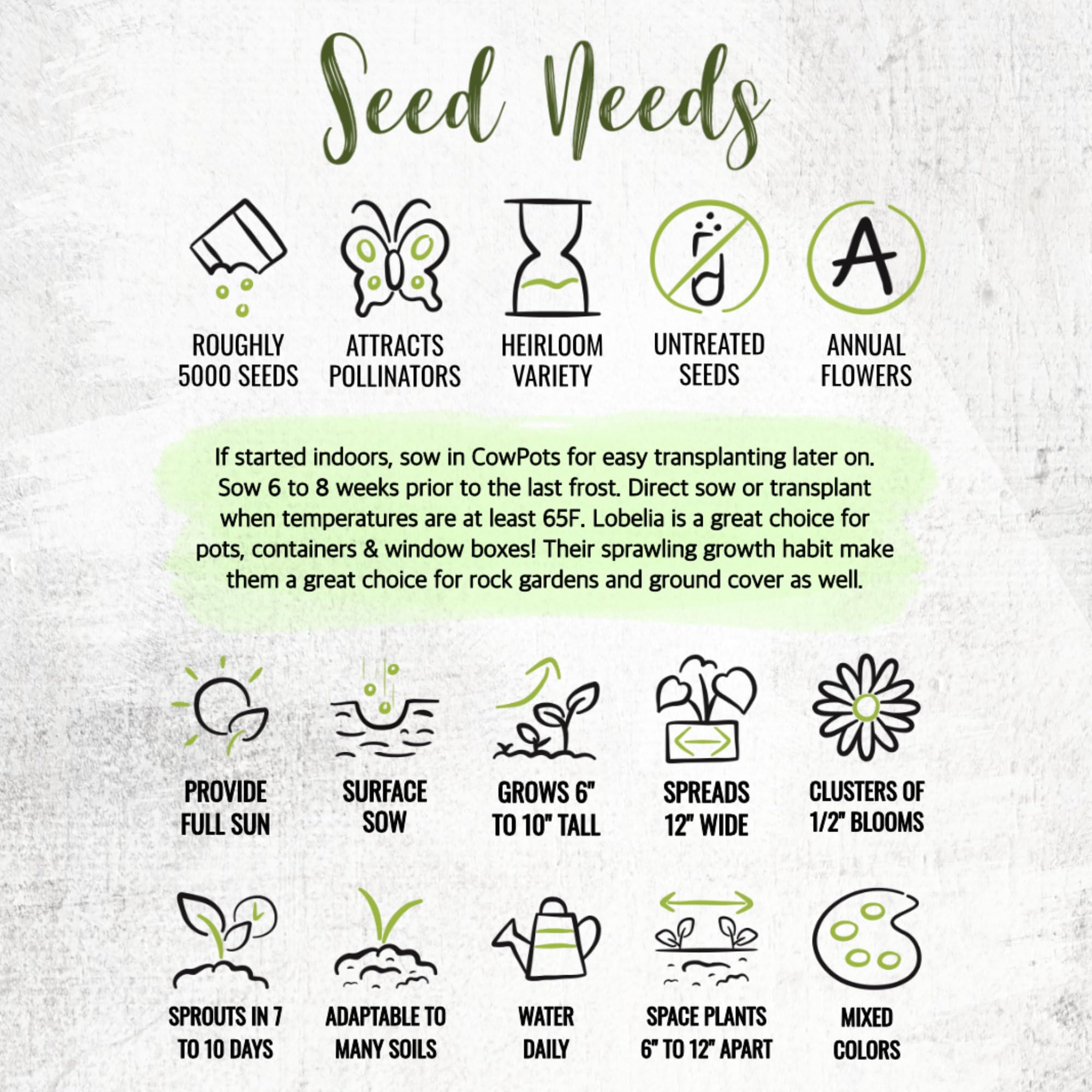Seed Needs moisture-resistant packaging keeps seeds fresh for next season.