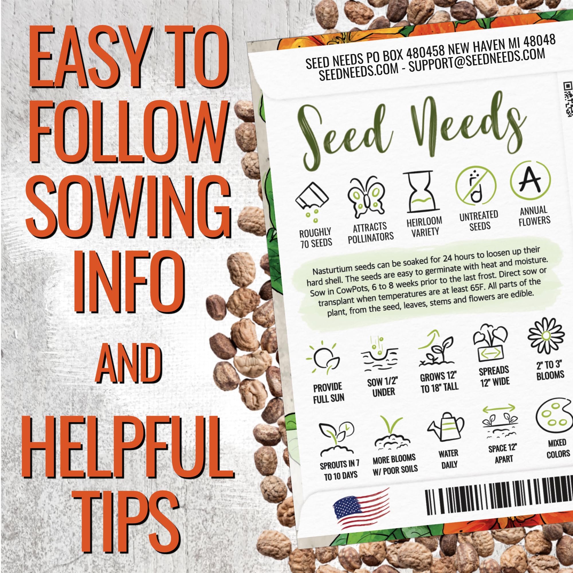 Seed Needs open-pollinated heirloom seeds support biodiversity in your garden.