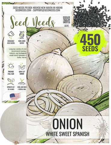 Seed Needs onion seeds pack front for home gardens ready for planting.