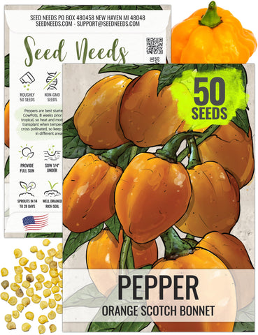 Seed Needs Orange Scotch Bonnet seeds pack for easy home-grown peppers with Caribbean flavor.