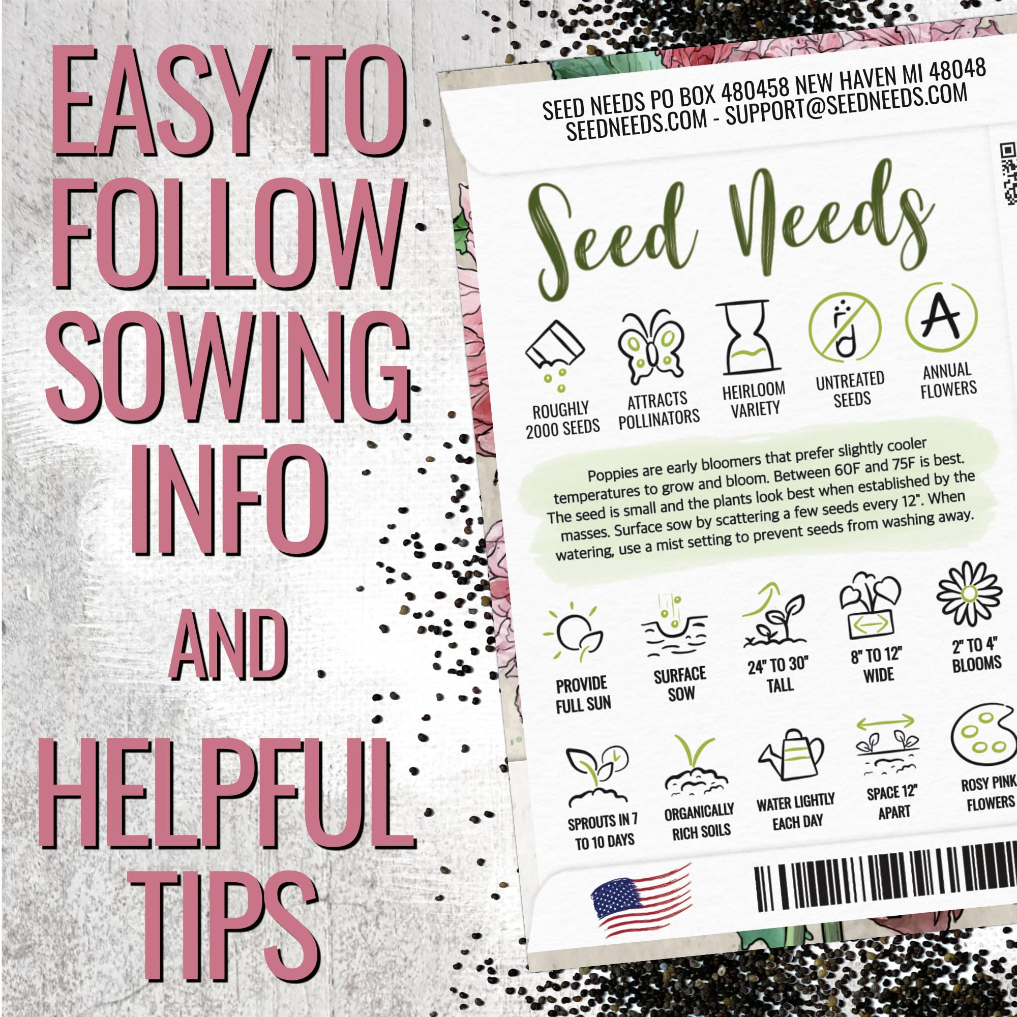 Seed Needs Pale Rose Peony Poppy in a sunny flower bed