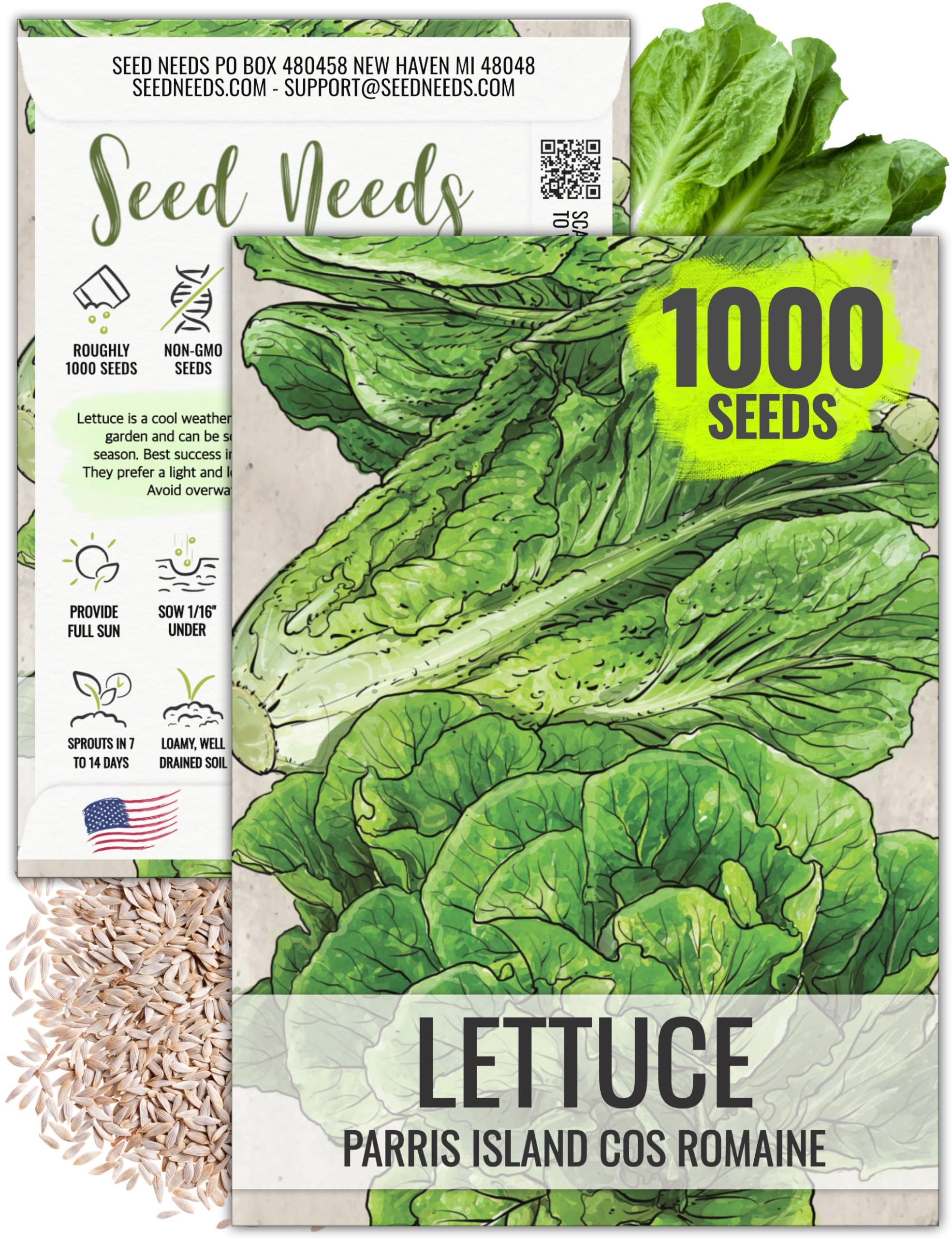 Seed Needs Parris Island COS seed packet front for easy garden planning and planting.