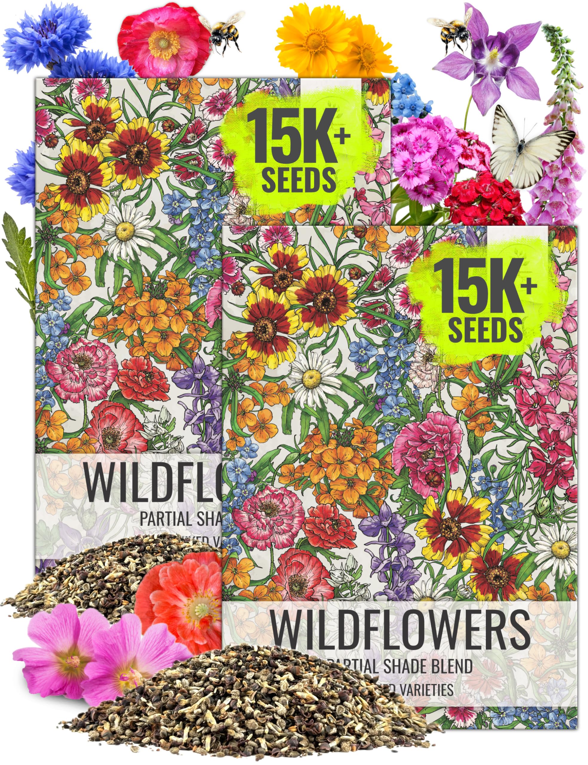 Seed Needs partial shade mix front pack for shaded garden color and variety