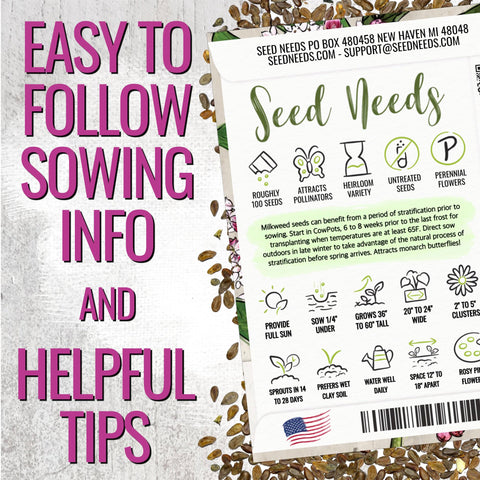 Seed Needs Pink Swamp Milkweed garden setup image shows a ready-to-plant display