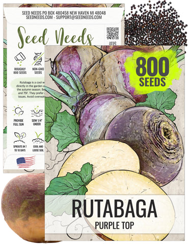 Seed Needs Purple Top Rutabaga seed packet illustration for a planned fall harvest.
