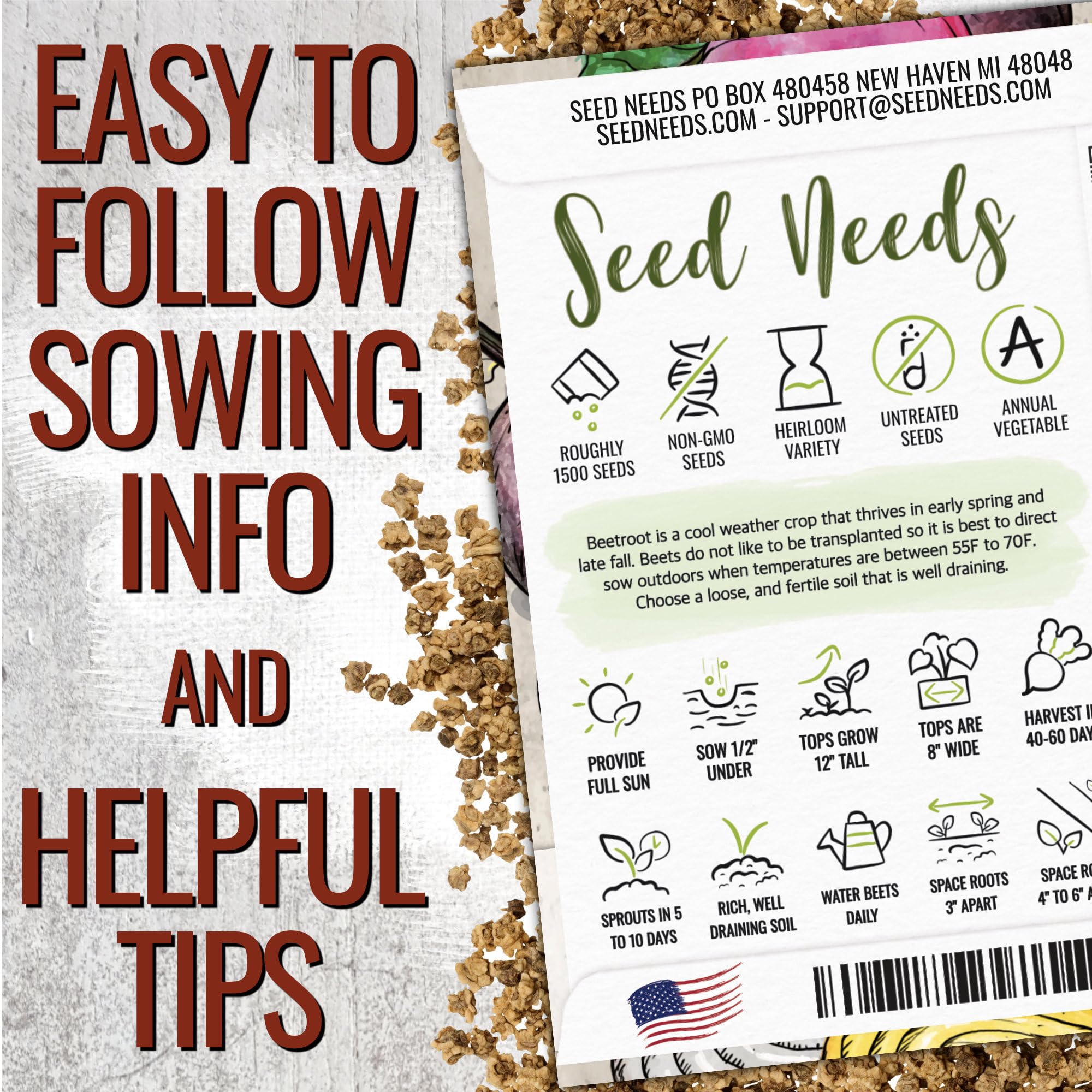 Seed Needs Rainbow Beet Seeds ready for sowing in garden beds