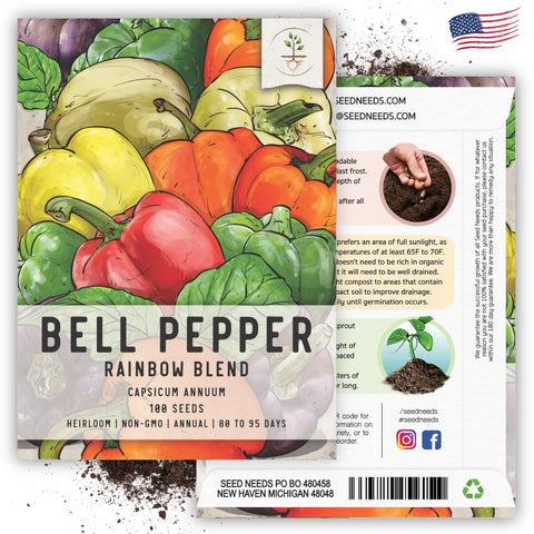 Seed Needs Rainbow Bell Pepper Seeds promise strong germination with fresh, reliable seed packets.