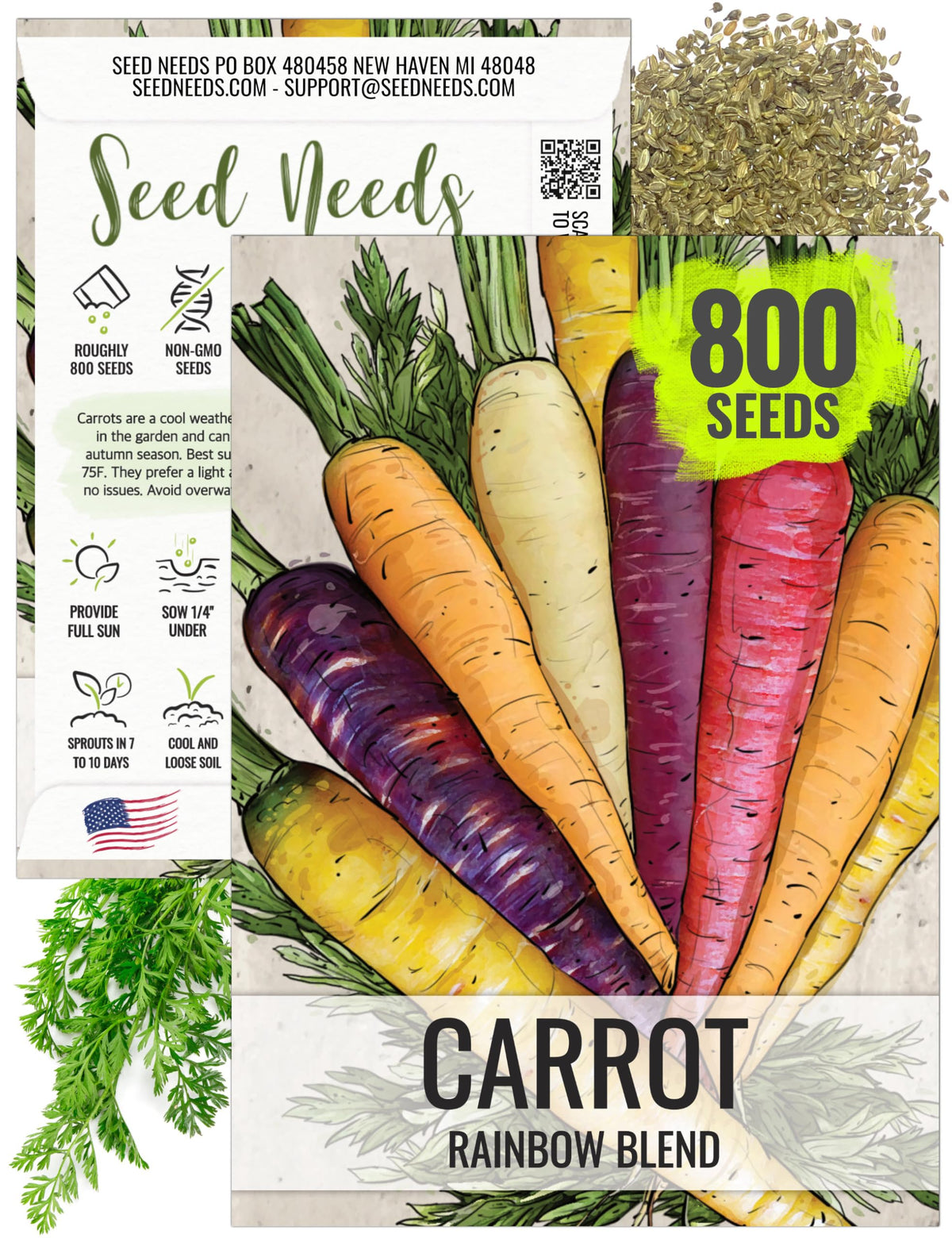 Seed Needs Rainbow Carrot orange roots: vibrant harvest for colorful salads and snacks.