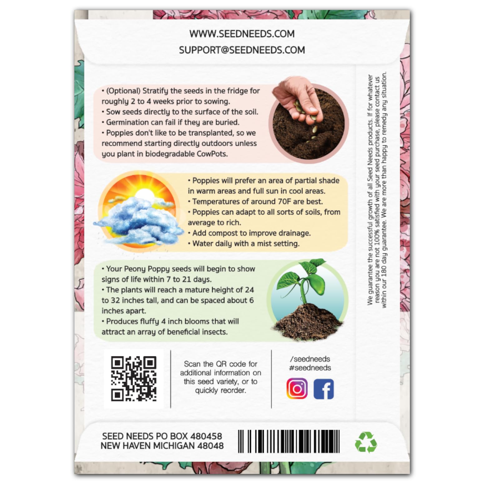 Seed Needs red poppy seeds direct sow in sunlit soil