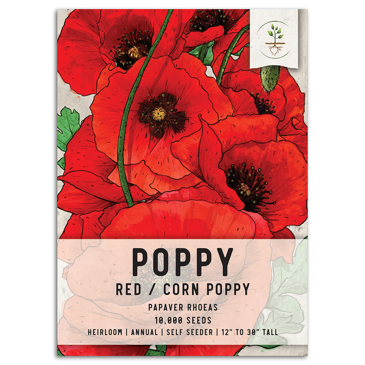 Seed Needs red poppy seeds pack front for vibrant garden color