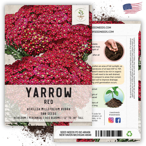 Seed Needs Red Yarrow seeds stored in moisture-resistant packaging for freshness