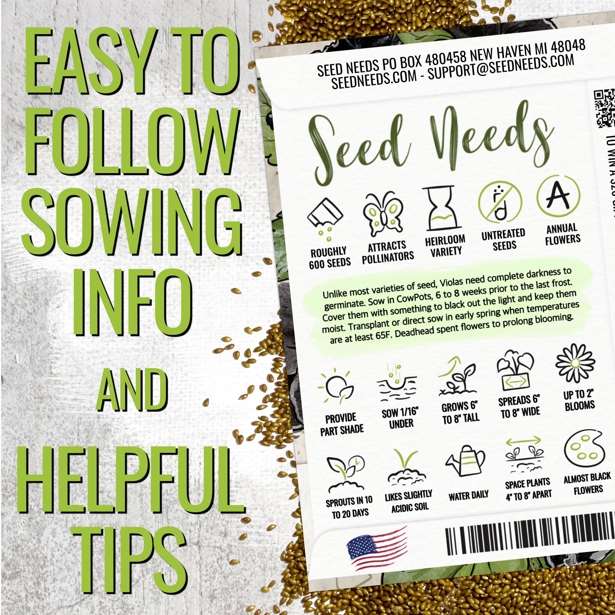 Seed Needs seed packet illustration guides sowing for heritage seeds