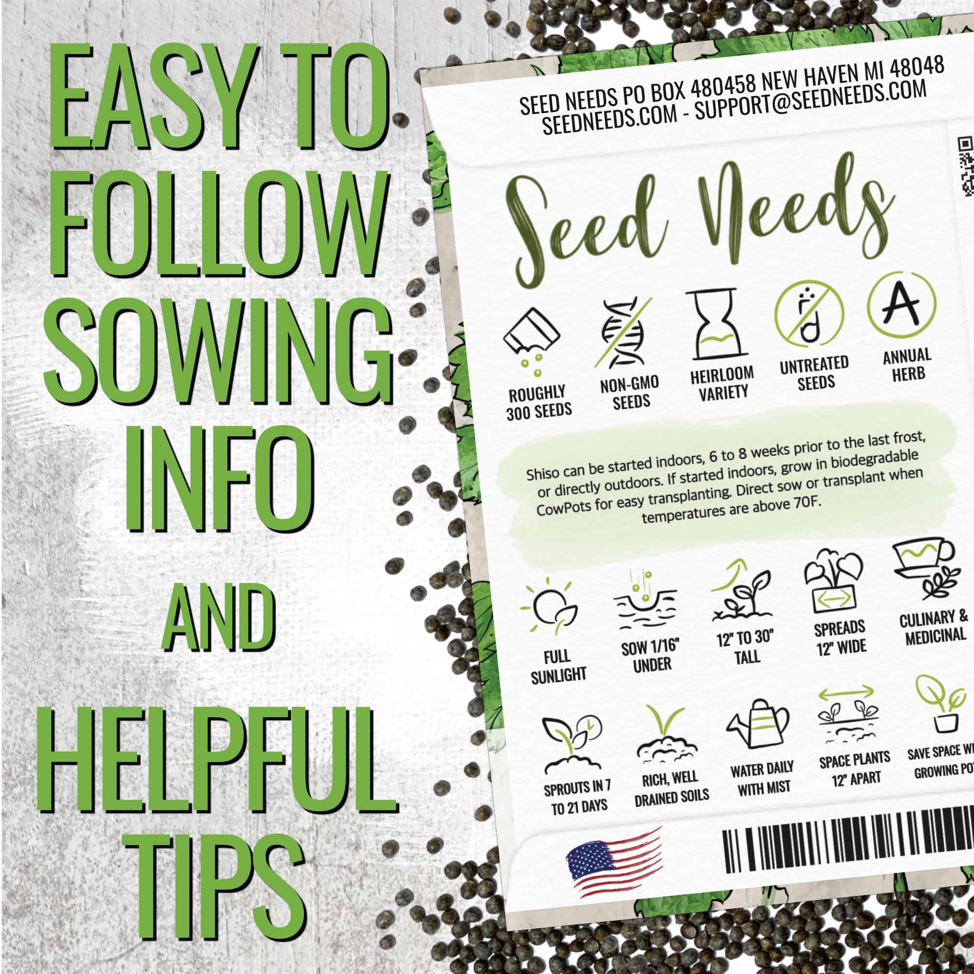 Seed Needs Shiso seeds indoors sowing – ideal for year-round herbs