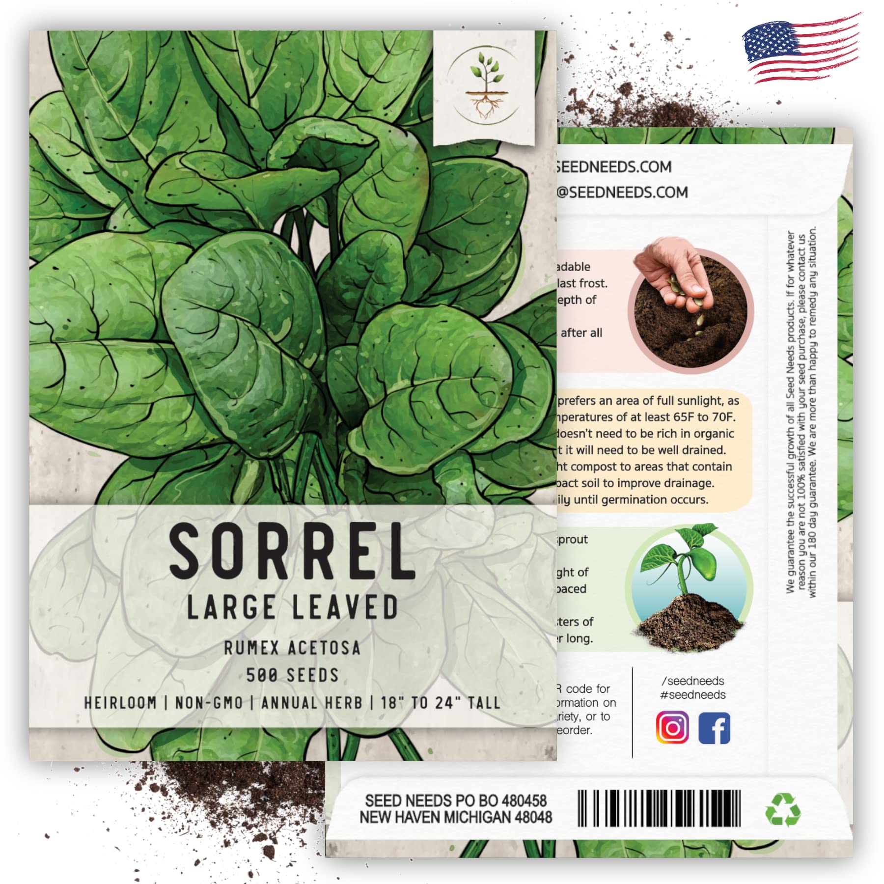 Seed Needs packaging shows freshness and storage guidance for seeds.