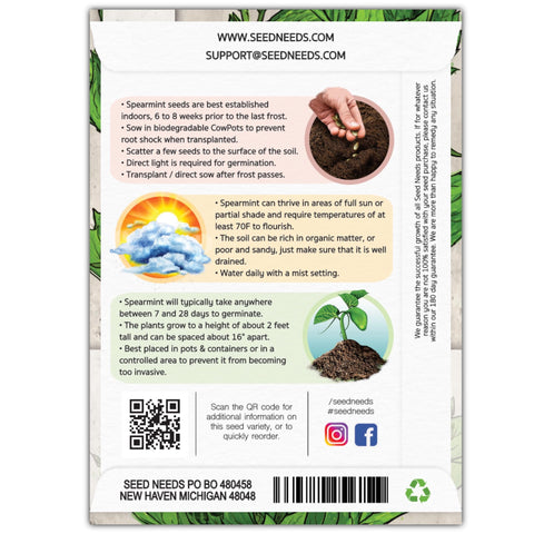 Seed Needs spearmint seeds germinating indoors for quick herb start.