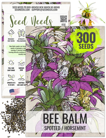 Seed Needs Spotted Bee Balm seeds packet for vibrant pollinator-friendly gardening.