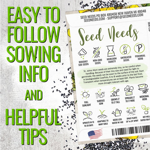 Seed Needs St. John's Wort seeds in a sunny garden bed ready for planting.