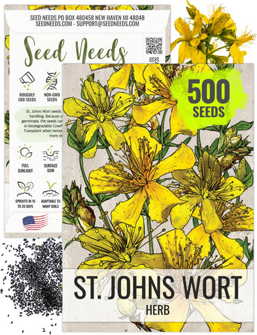 Seed Needs St. John's Wort seeds pack front for home planting and herbal crafting.