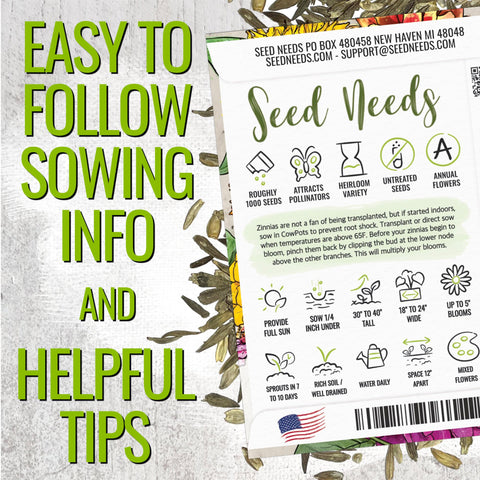 Seed Needs State Fair zinnia bloom variety showcasing vibrant hues for borders