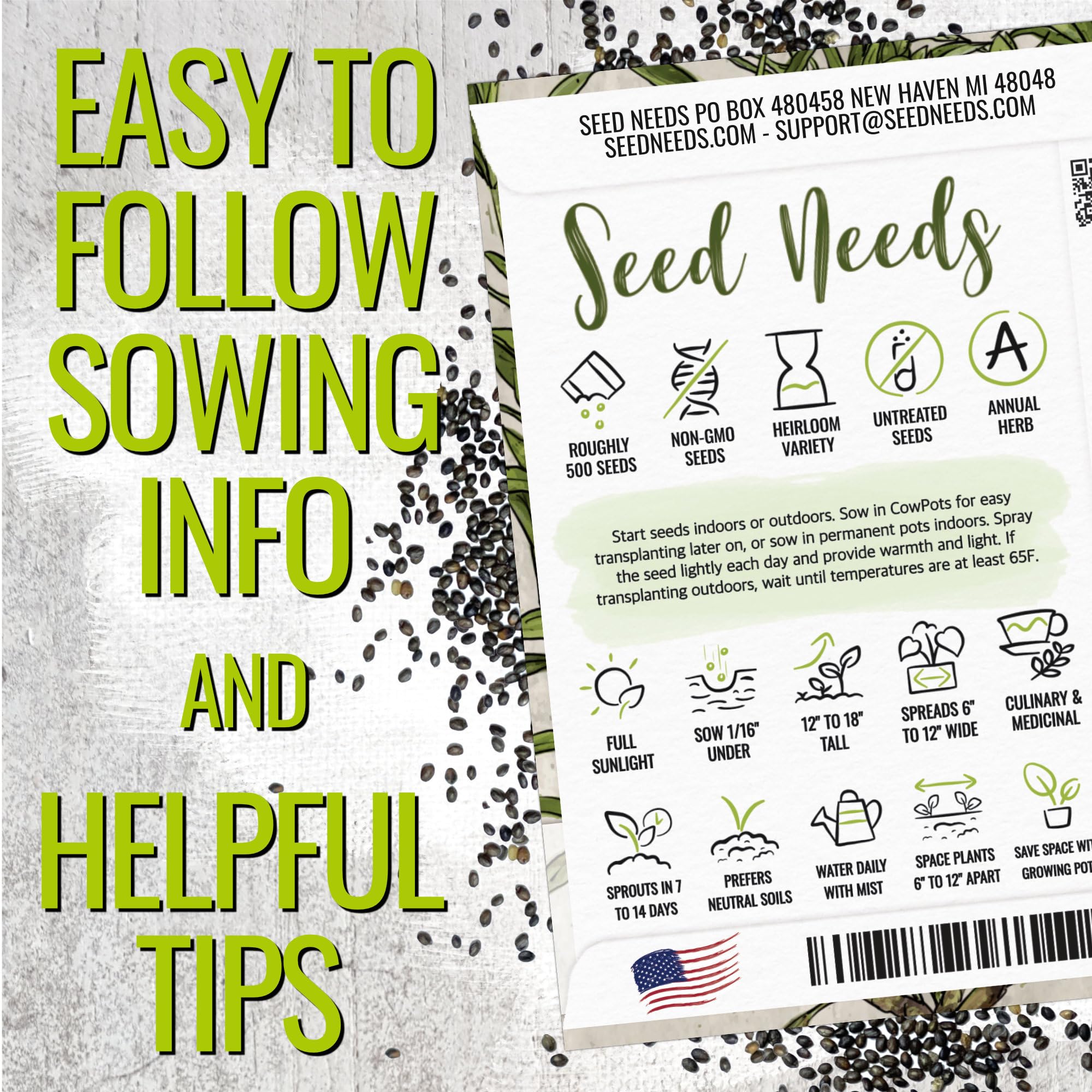 Seed Needs Summer Savory slender leaves with peppery aroma