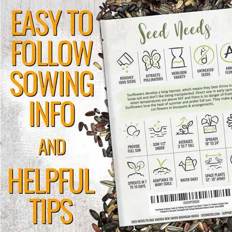 Seed Needs open-pollinated untreated sunflower seeds for reliable germination