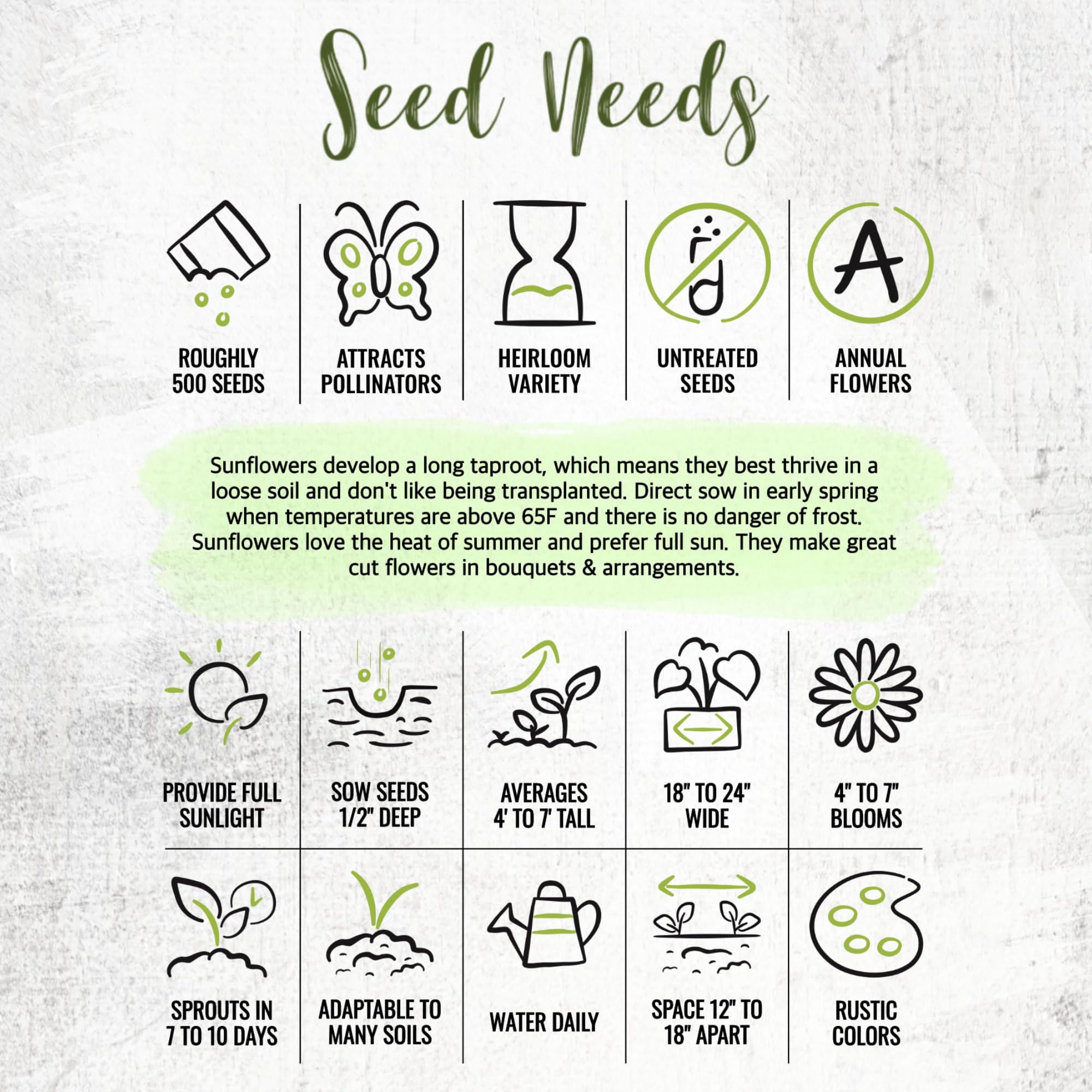 Seed Needs Sunset Blend packaging preserves freshness for reliable sowing.