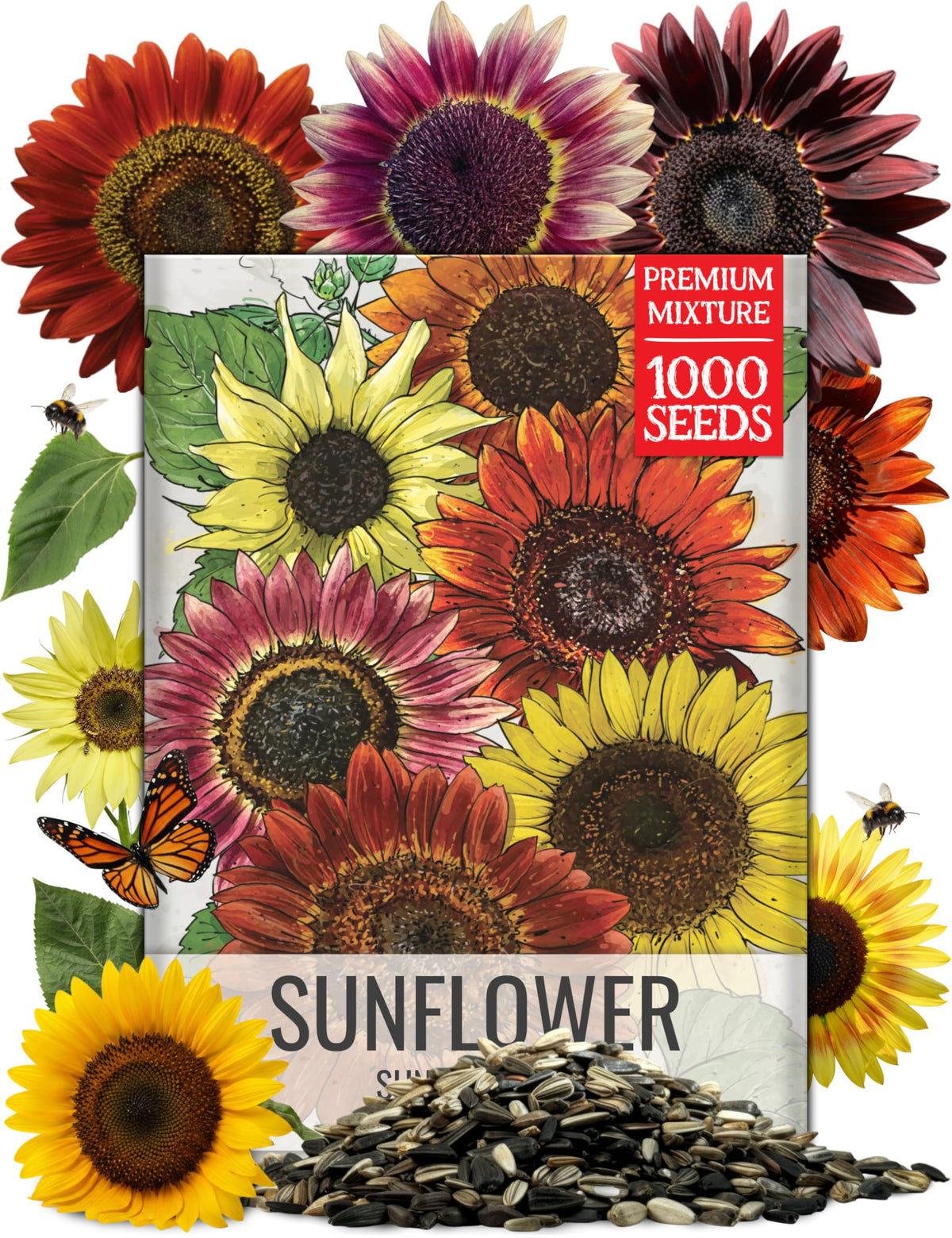 Seed Needs Sunset Blend sunflowers bloom in warm colors for vibrant garden displays