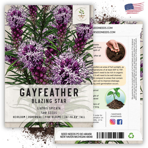 Seed Needs tear-resistant packaging keeps Gayfeather seeds dry and fresh