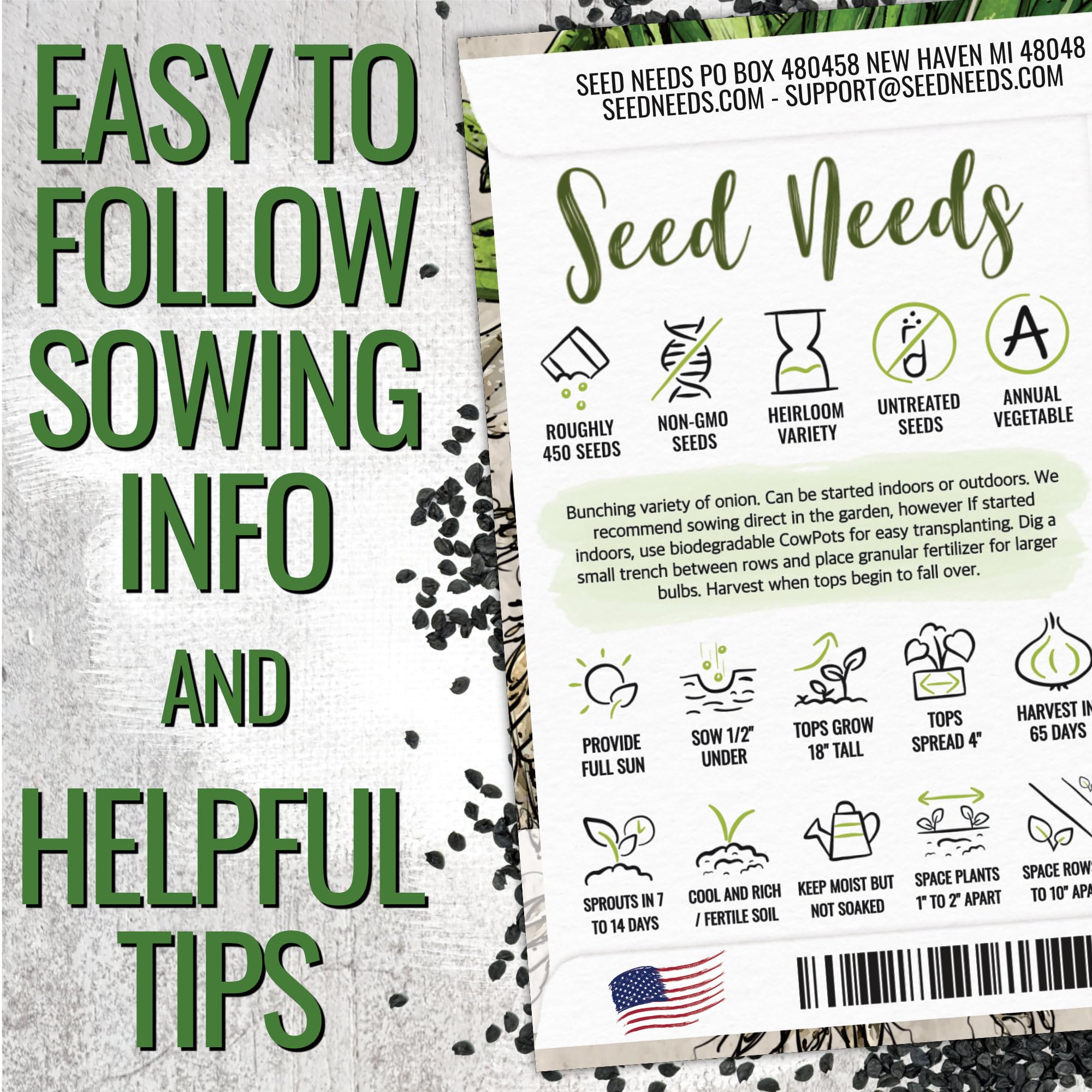 Seed Needs Tokyo White Bunching onion green stalks ready for harvest.
