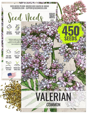 Seed Needs valerian seeds in a packet front for easy planting.