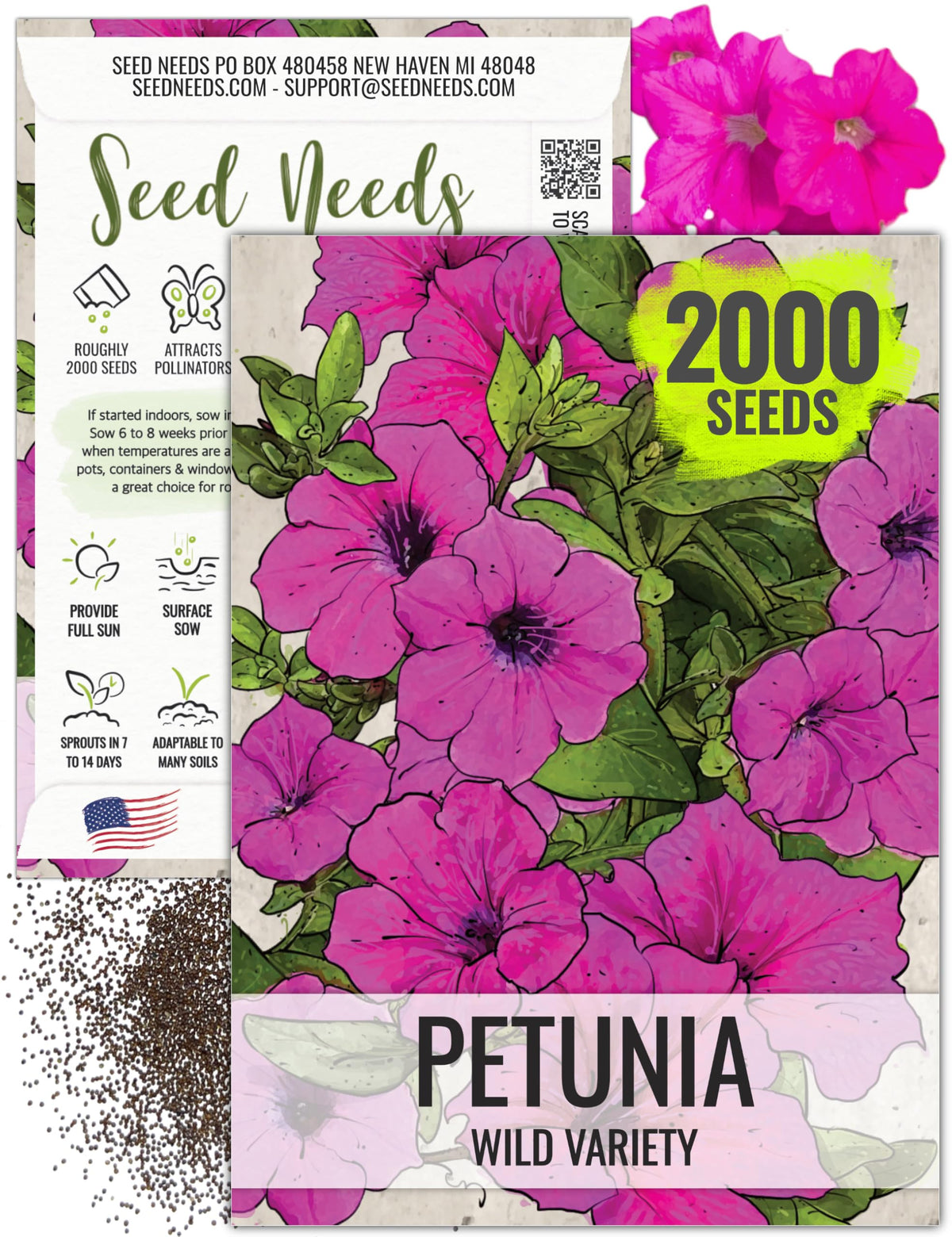 Seed Needs Wild Petunia Seeds packet illustration for planning and sowing