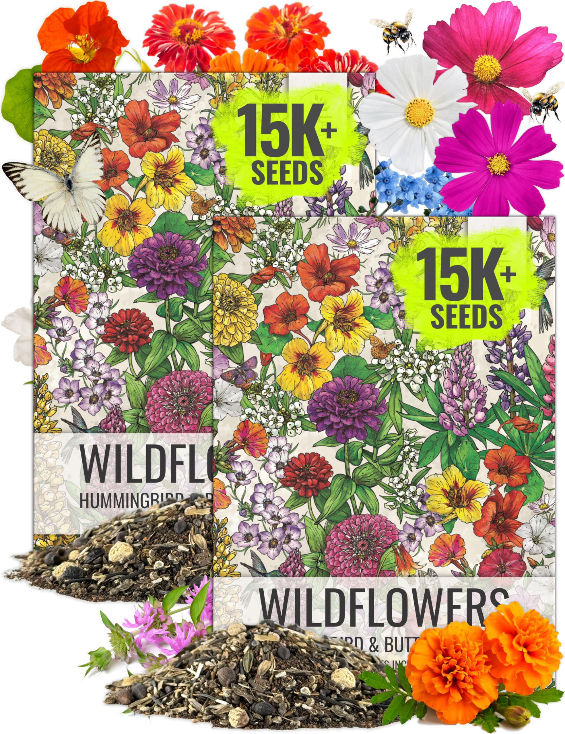 Seed Needs wildflower seed mix in two packs, ready for spring sowing and pollinator attraction.