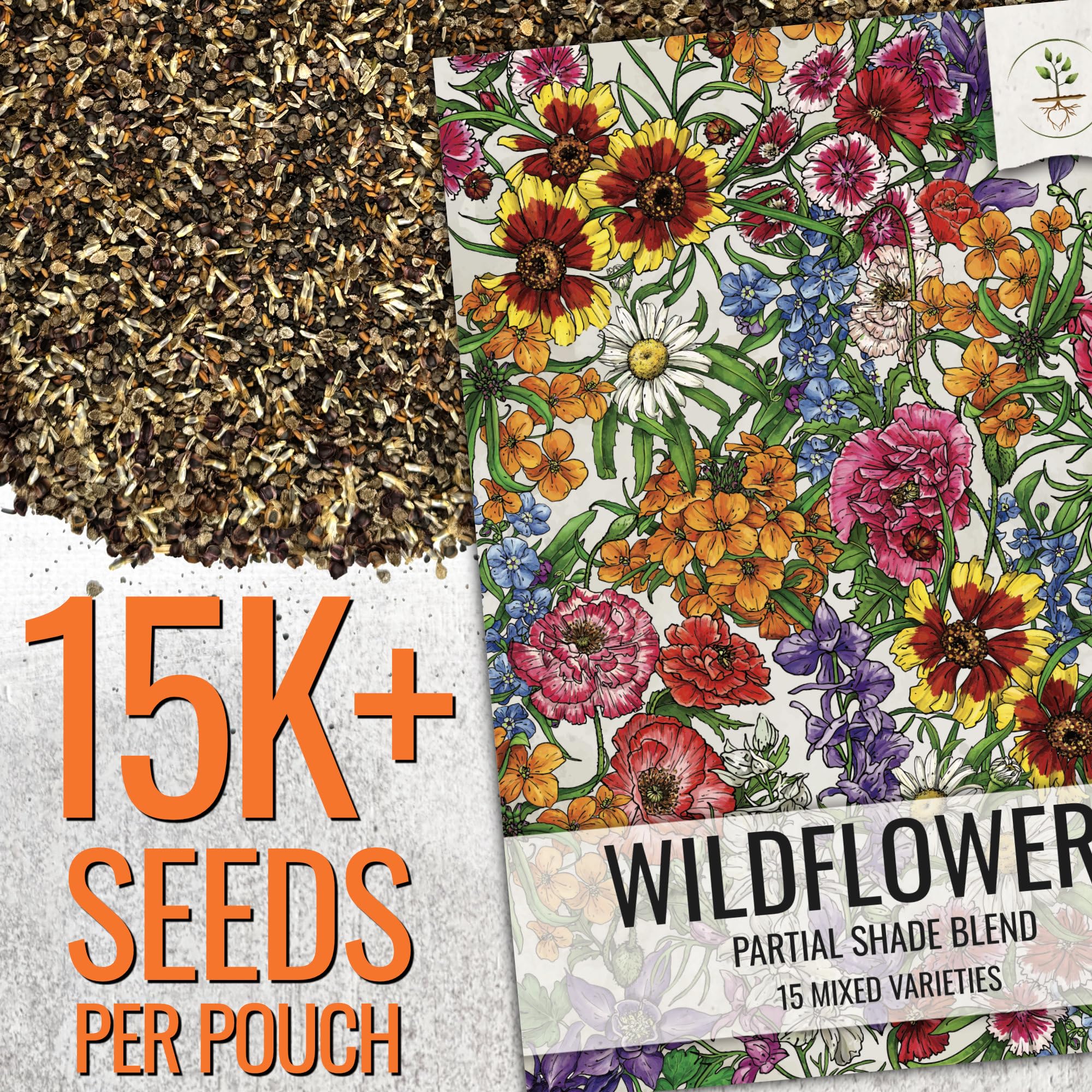 Seed Needs wildflower seeds bulk pack illustration highlighting germination potential