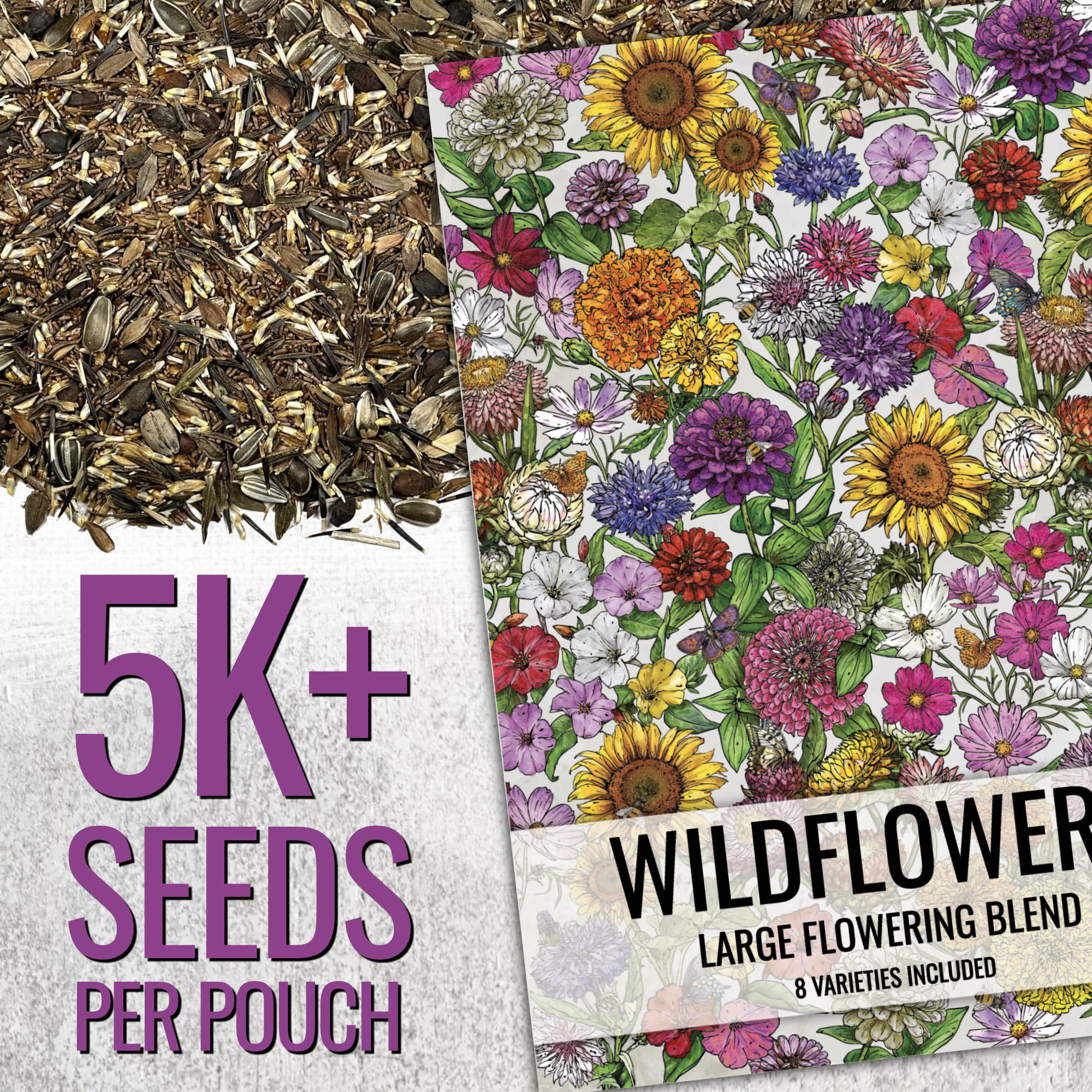 Seed Needs open-pollinated varieties image demonstrates diverse colors for a vibrant backyard meadow