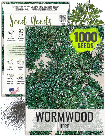 Seed Needs Wormwood seeds pack illustration; ideal for gardeners seeking heirloom herbs.