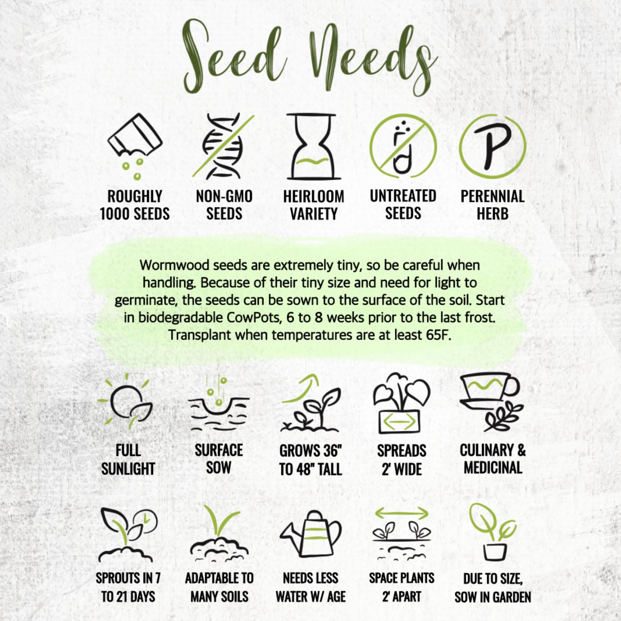 Seed Needs Wormwood seeds seed tray background for early sprouting.