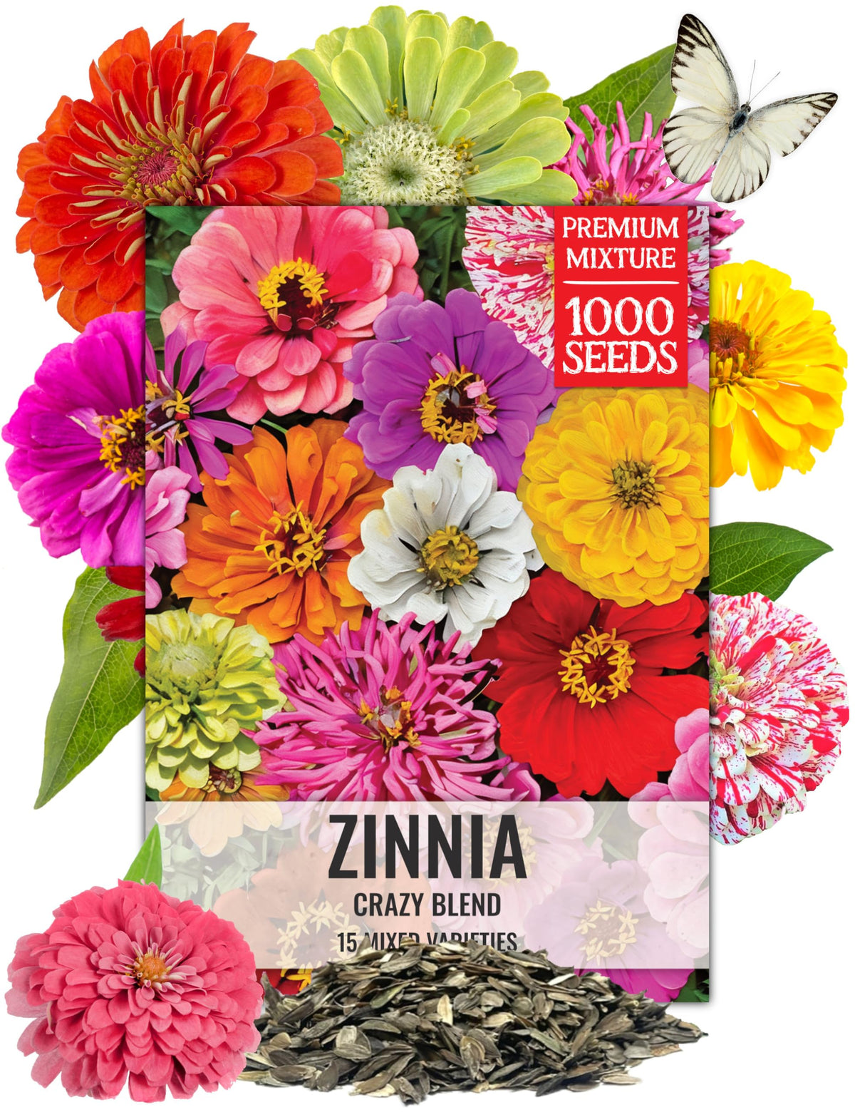 Seed Needs Crazy Zinnia Mix colors brighten borders and bouquets
