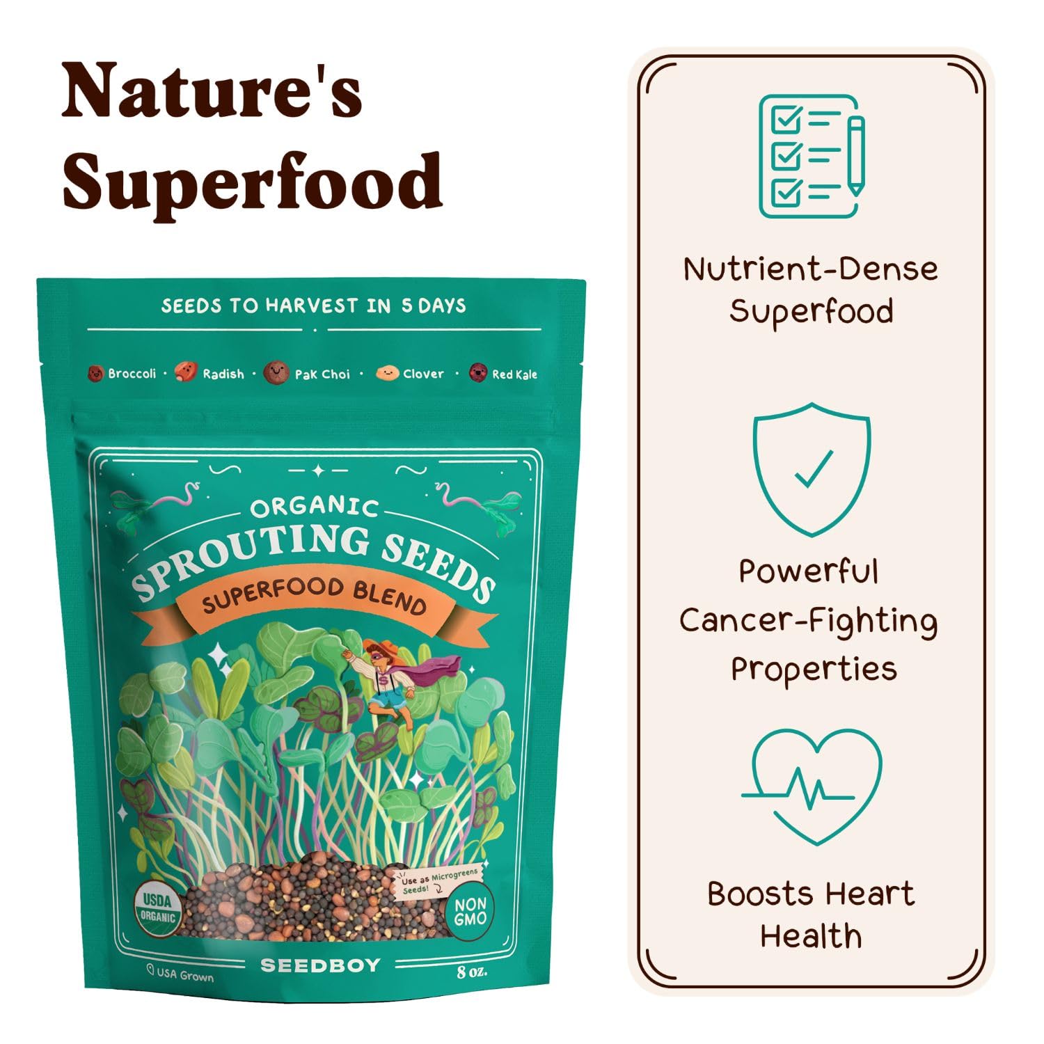 Seedboy high-germination seeds in USA packaging indicate quality.