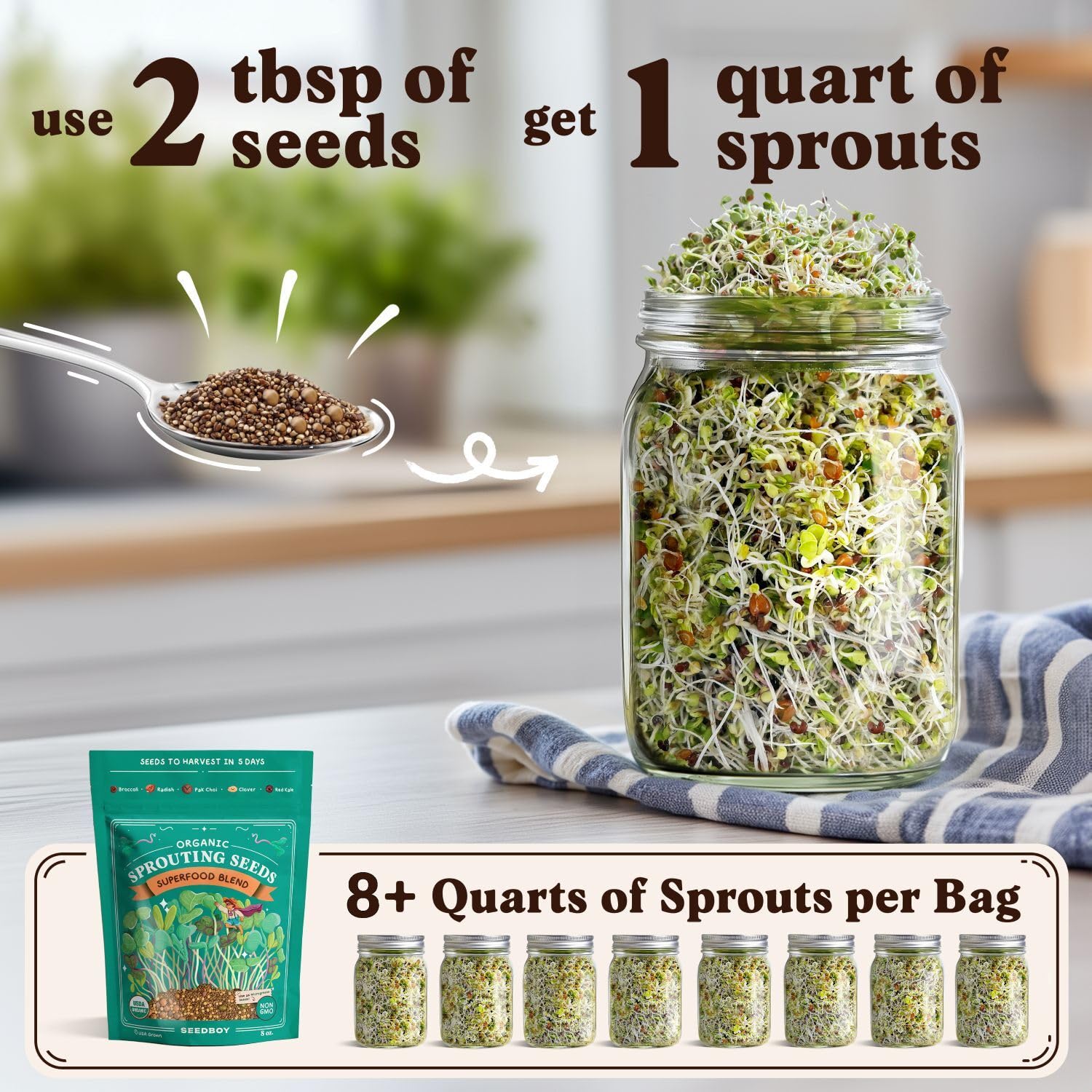 Seedboy Protein Blend 8 oz bag for plant based sprouts
