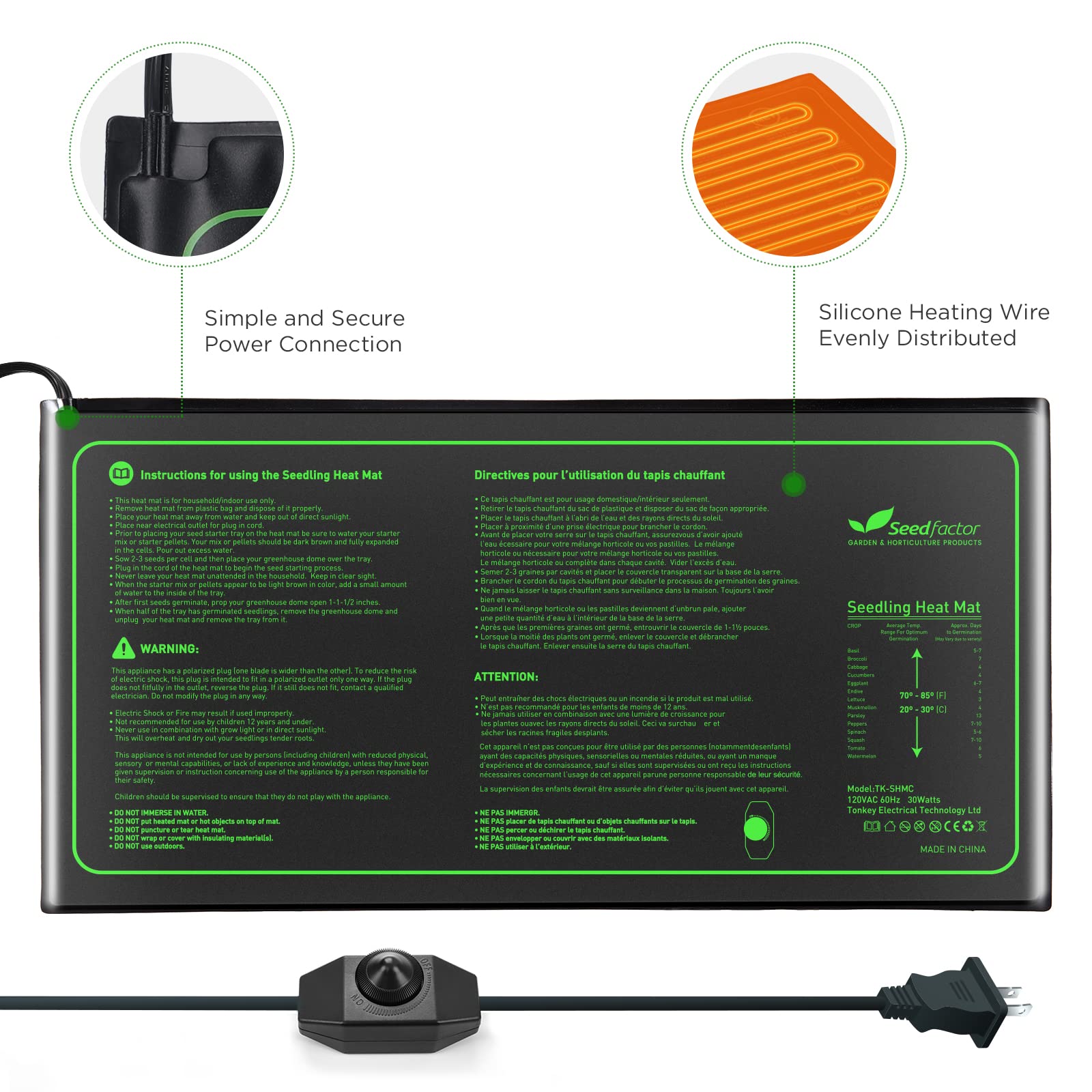 Seedfactor adjustable heat mat raises seedling warmth for faster rooting