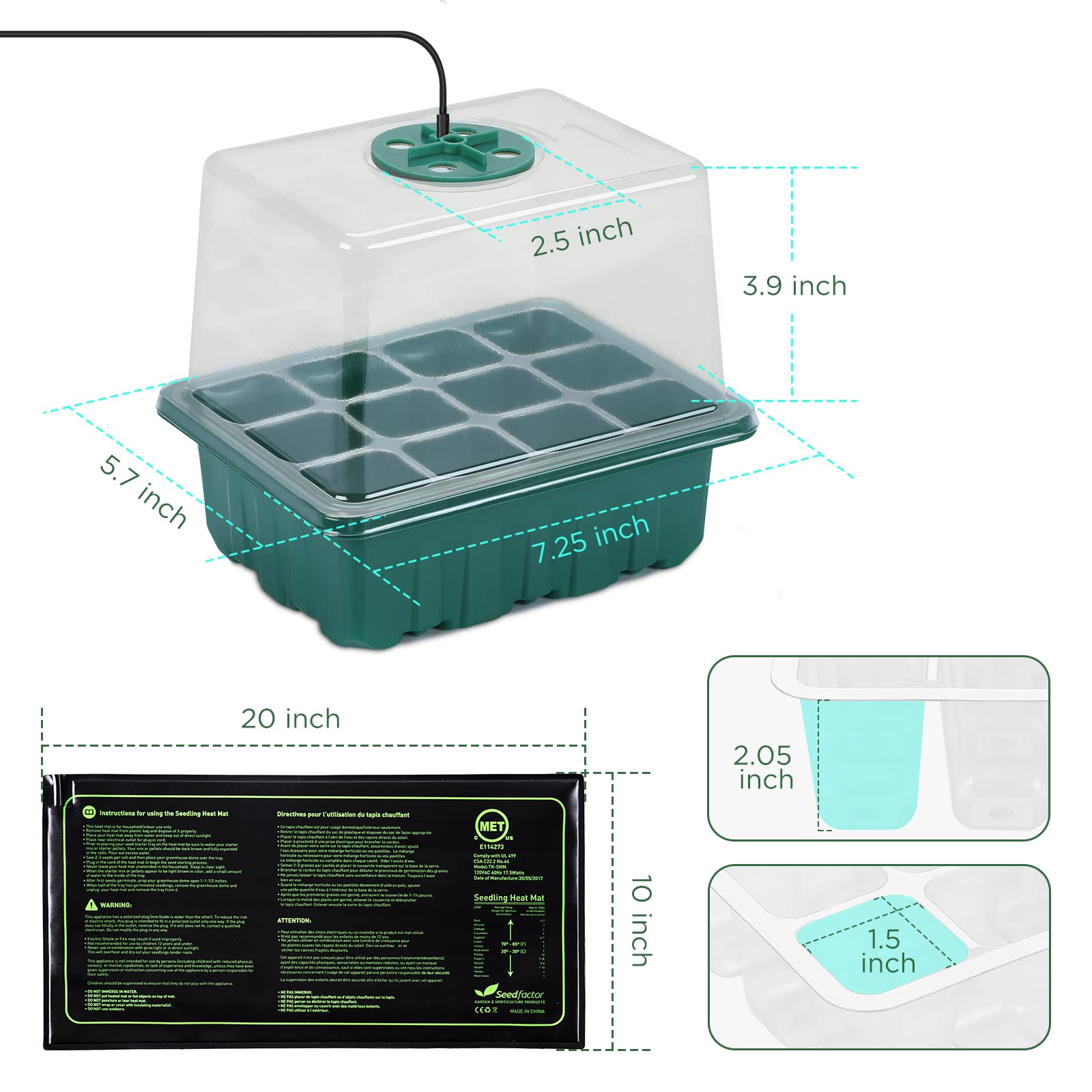 Seedfactor transparent humidity dome with adjustable vents