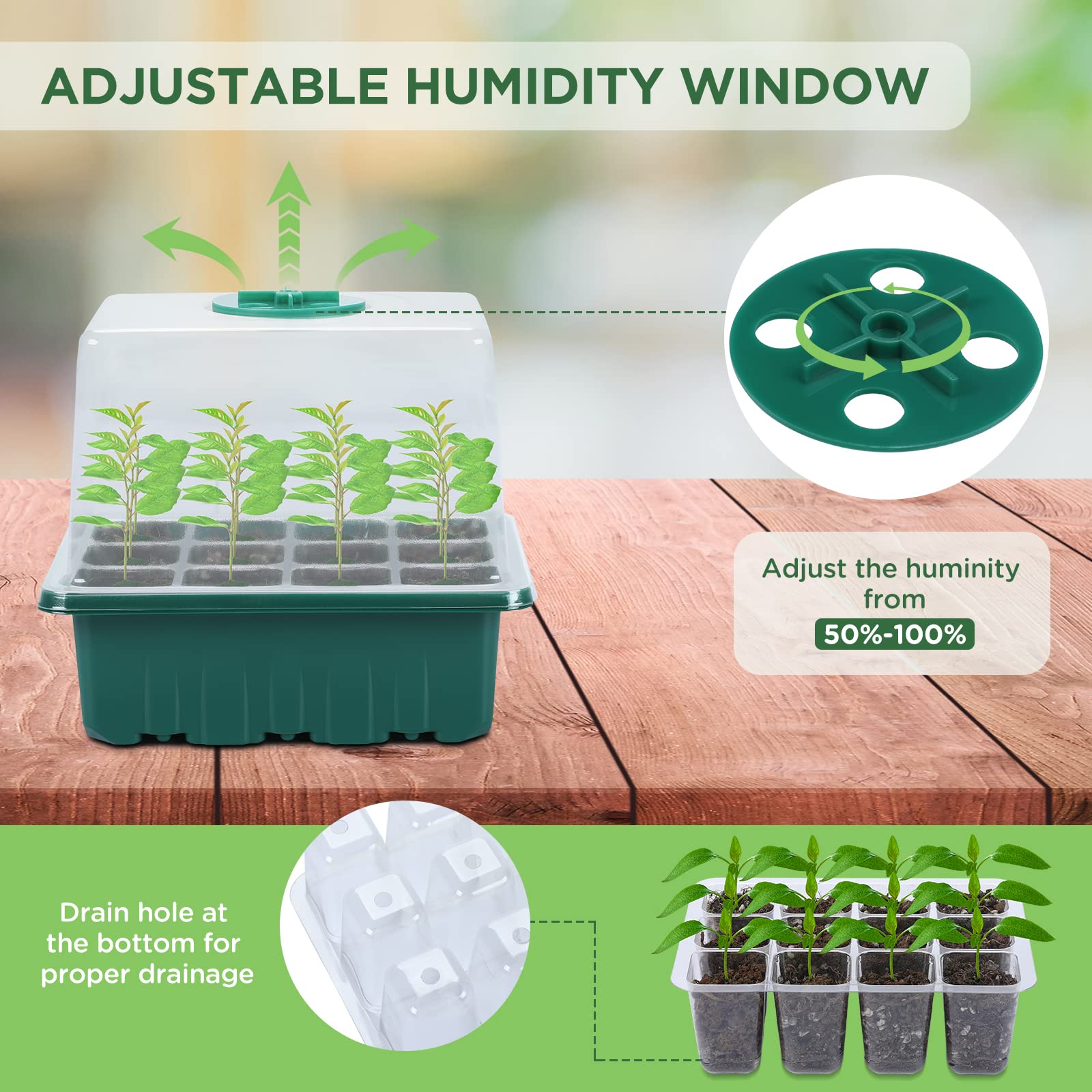 Seedfactor drainage holes help maintain proper moisture balance
