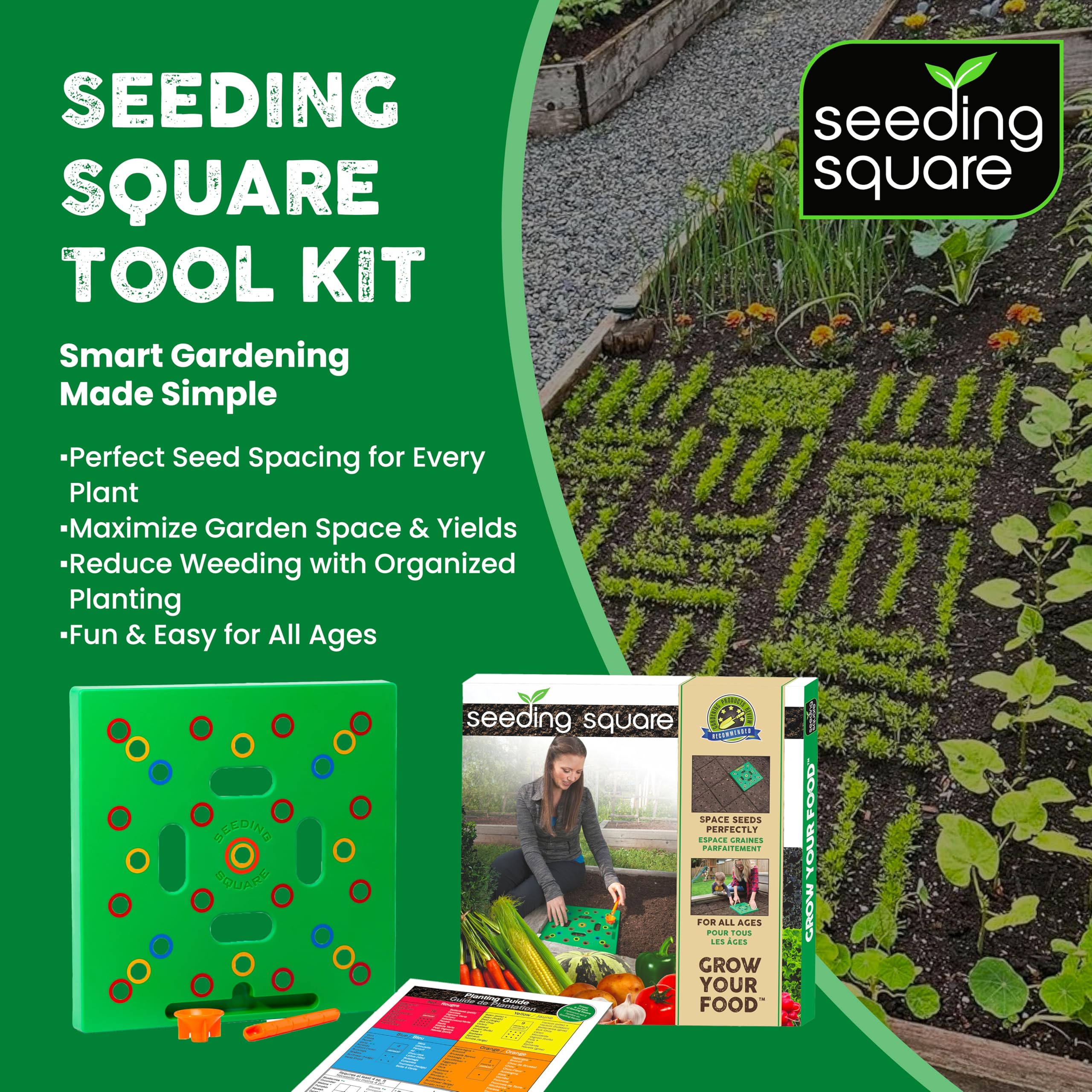 Seeding Square dibber and seed spoon ready for quick planting.