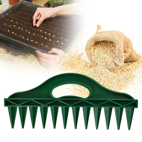 Seeding Square Row Seeder handle in hand with ergonomic grip for precise planting.
