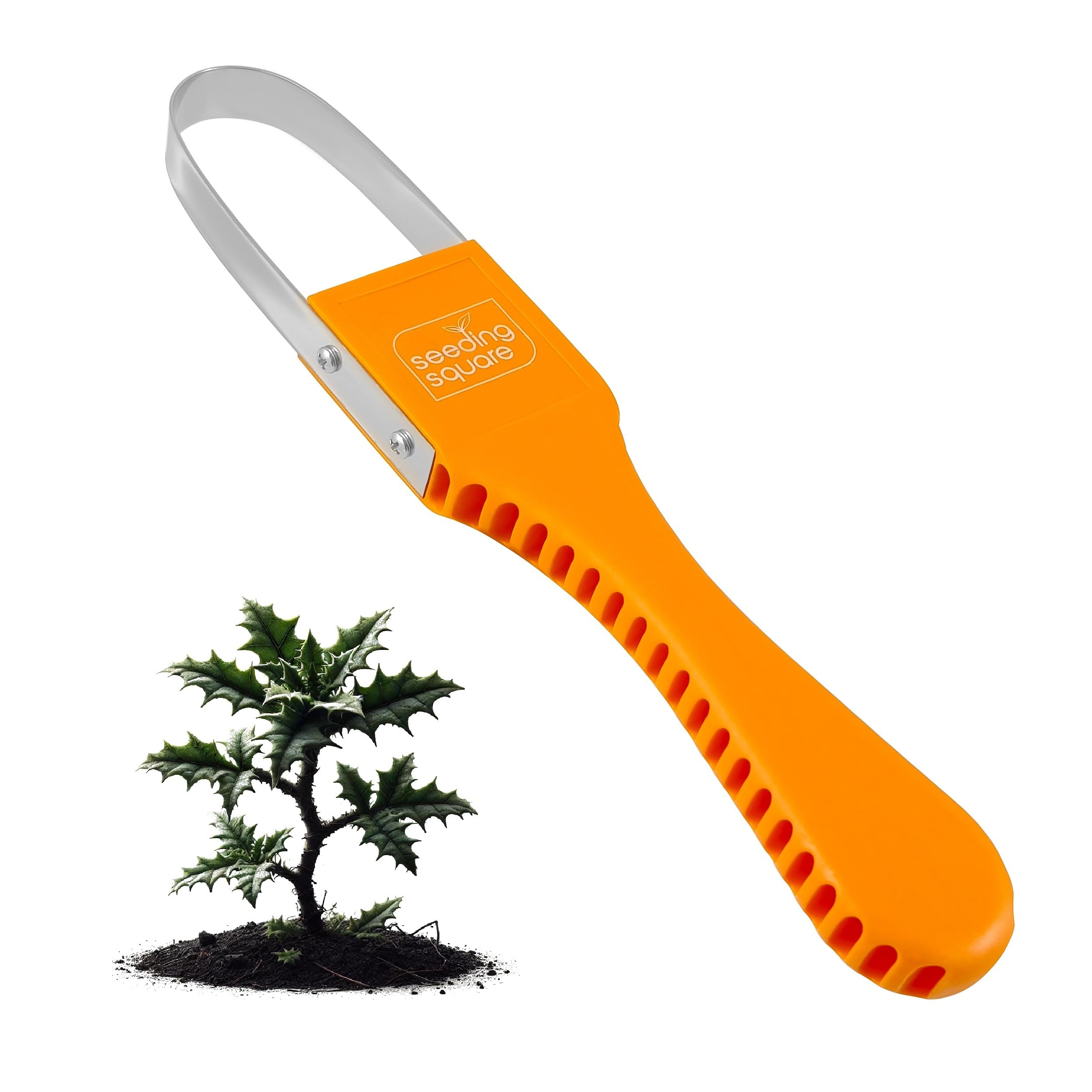 Seeding Square Sneaky Weeder in hand with ergonomic grip for comfortable weeding.