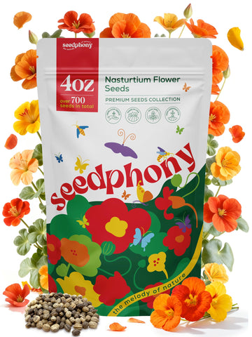 Seedphony Nasturtium seeds pack 4oz in a sealed pouch for fresh planting