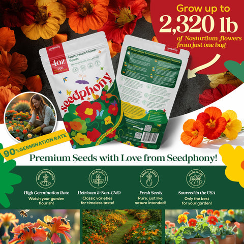 Seedphony Nasturtium seeds with QR guide for easy growing instructions