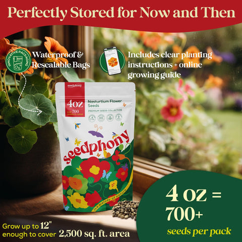 Seedphony Nasturtium seeds waterproof pouch protecting seeds from moisture
