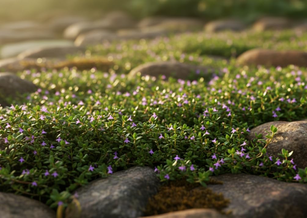 Seeds Of Strength creeping thyme leaves ready for harvest.