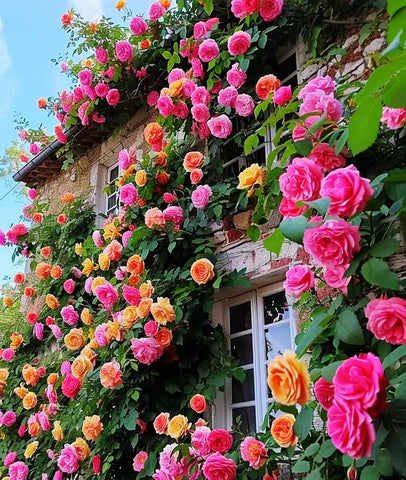 Seeds Of Strength rose garden setup demonstrates dramatic height and color.